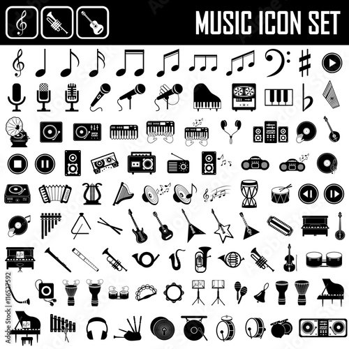 musical instruments icon set