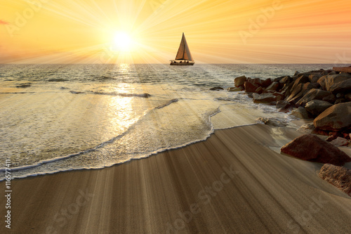 Sailboat Sunset Sun Rays