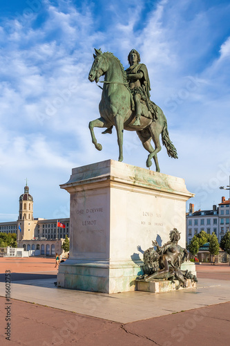 Lyon, France. Equestrian statue of Louis XIV on Place Bellecour, 1825