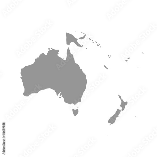 Map of Oceania in gray on a white background