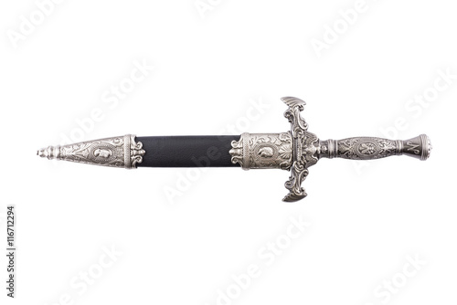 Roman military dagger on white background