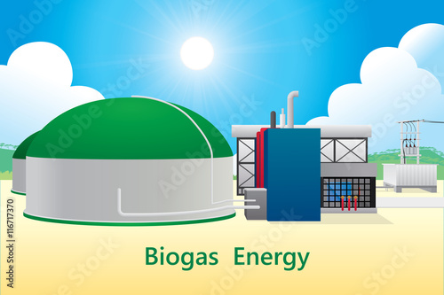 Vector illustration of biogas energy/biogas power plant.