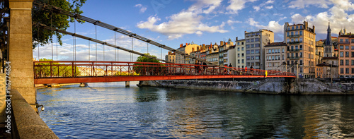 Lyon (France) Passerelle Saint-Vincent on river Saone
