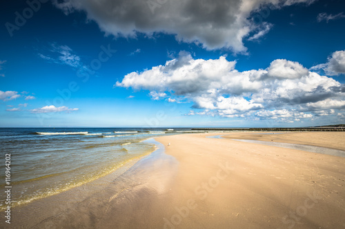 Sandy beach in Leba town, Baltic Sea, Poland
