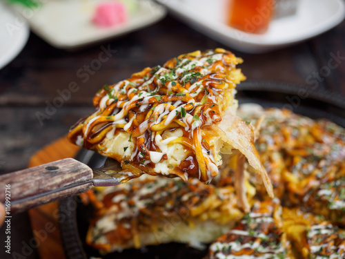 Okonomiyaki - Japanese hot plate pizza