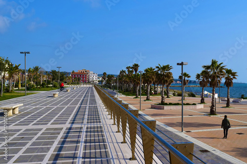 The town of Civitavecchia (Lazio, Italy) is named the port of Rome. Here the waterfront with the castle and the pier.