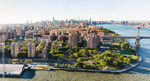 Williamsburg Bridge over the East River in Manhattan, NY