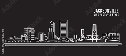 Cityscape Building Line art Vector Illustration design - jacksonville city