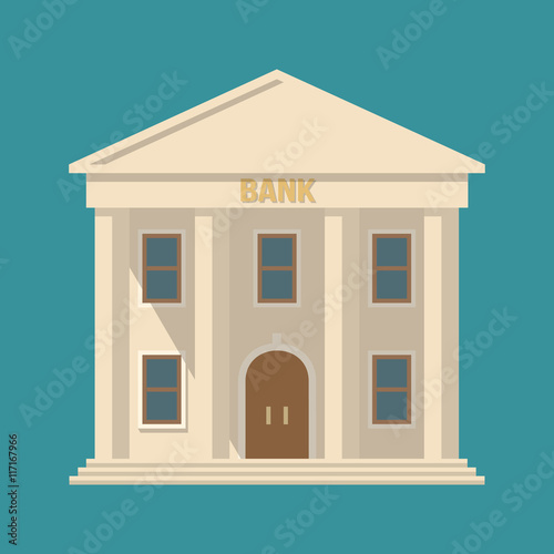 Flat detailed bank building icon. Vector illustration