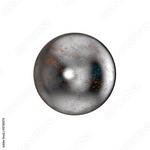 Metallic sphere isolated on white background.
