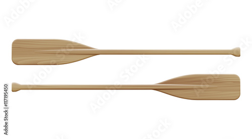Two wooden paddles. Sport oars.