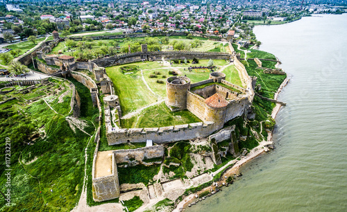 Old fortress in Belgorod-Dniester, Ukraine, aerial photo
