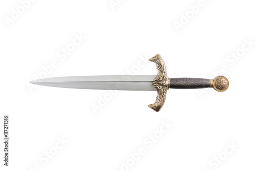 Roman military dagger on white background