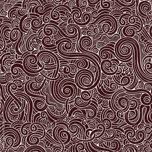 Decorative hand drawn doodle nature ornamental curl seamless pattern