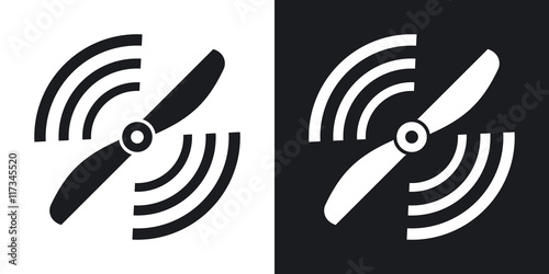 Vector airplane propeller icon. Two-tone version on black and white background