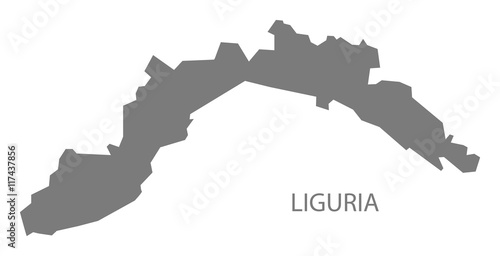Liguria Italy Map grey