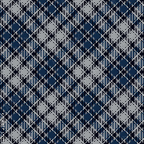 Blue diagonal plaid seamless fabric texture