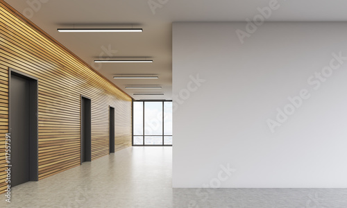 Office lobby with white wall
