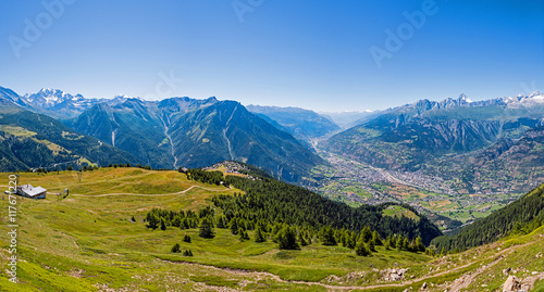Blick auf Brig und Walliser Alpen, Panorama