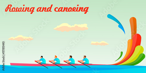 Kayaking of four people in the team .