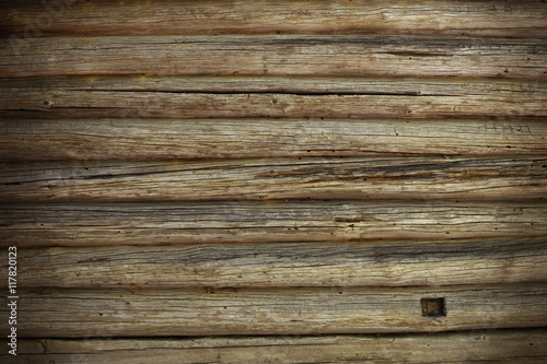 Old antique unpainted wooden logs wall texture