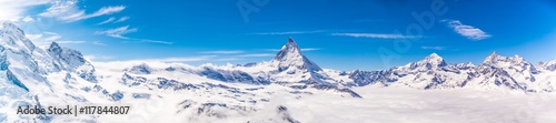 Matterhorn and snow mountains panorama view at Gornergrat, Switzerland