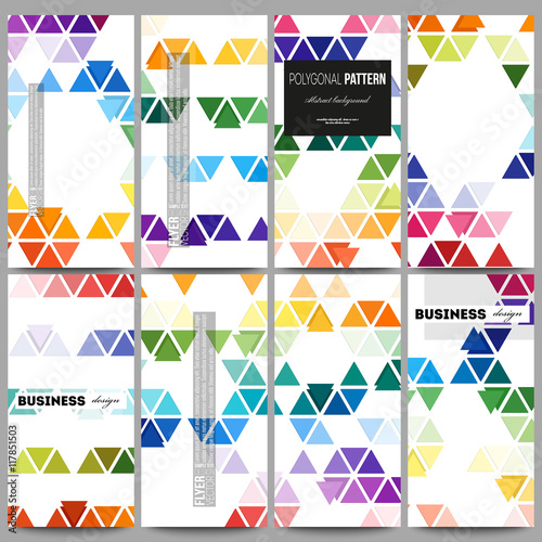 Flyers set. Abstract colorful business background, modern stylish hexagonal and triangle vector texture