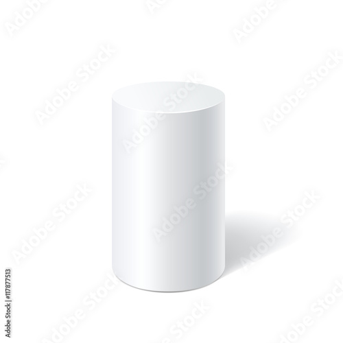 White cylinder stand.