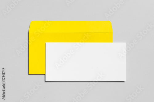 Branding / Stationery Mock-Up - Yellow & White - DL Envelope, Compliments Slip (99x210mm)