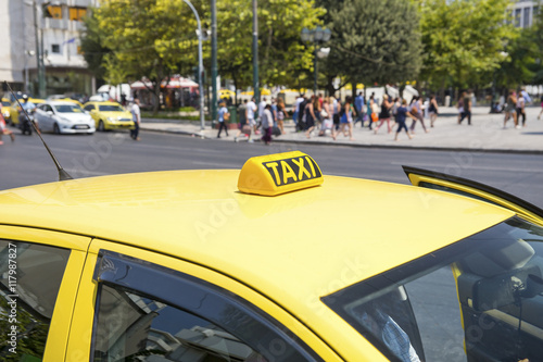 taxi yellow Athens ,Greece