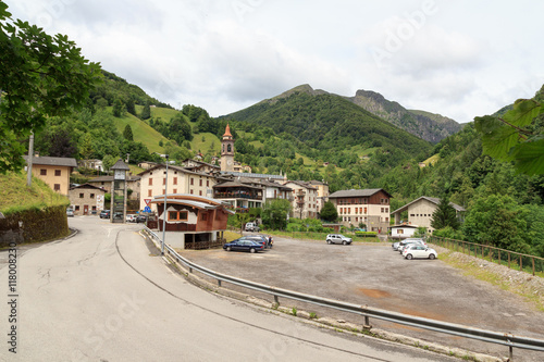 Village Valtorta with mountain in Lombardy, Italy