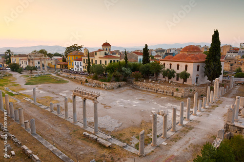Remains of the Roman Agora in Athens, Greece.