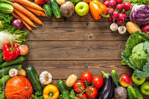 Frame of assorted fresh vegetables