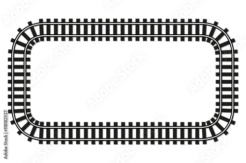locomotive railroad top wiev track frame rail transport background border with place for text banner illustration