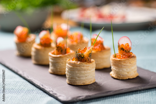 Delicious graved salmon appetizers