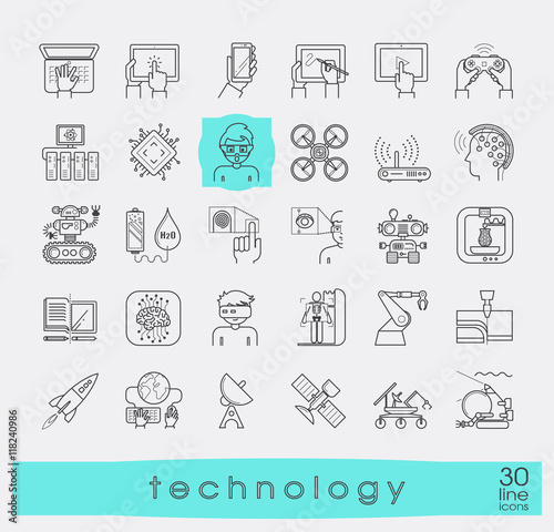 Set of technology icons. Various high tech icons. 