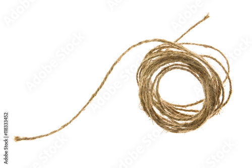 Skein of jute twine on the white background