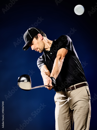 man golfer golfing isolated
