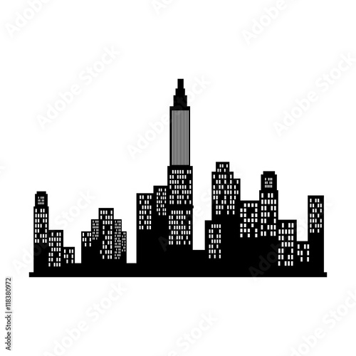 new york silhouette city building skyline view front vector illustration isolated