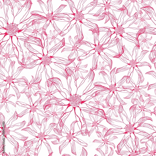 Seamless floral bright pattern. Large pink flowers