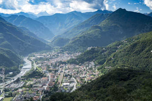 Panoramic view of Varallo Sesia, Piedmont, Italy
