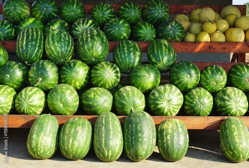 Watermelon for sale at a roadstand in Greece 