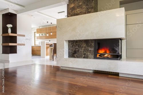 Warmth and luxury of an elegant fireplace