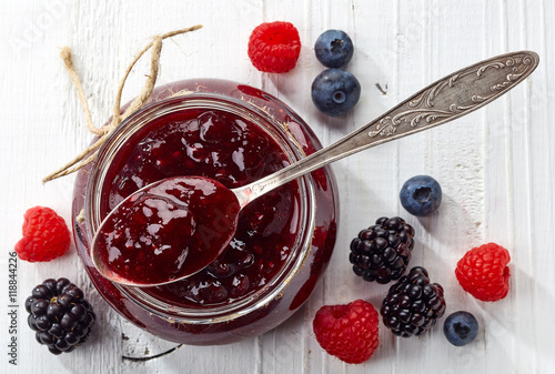 Jar of wild berry jam