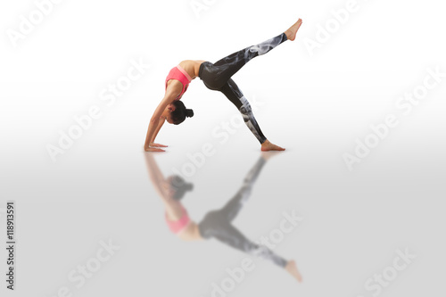 Woman doing yoga kapotasana