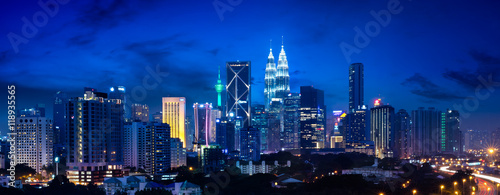 Kuala lumpur skyline at night, Malaysia