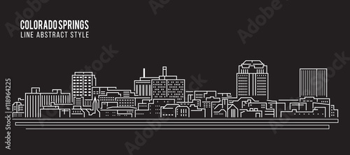 Cityscape Building Line art Vector Illustration design - Colorado springs city