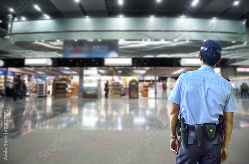 Security guard in duty free airport