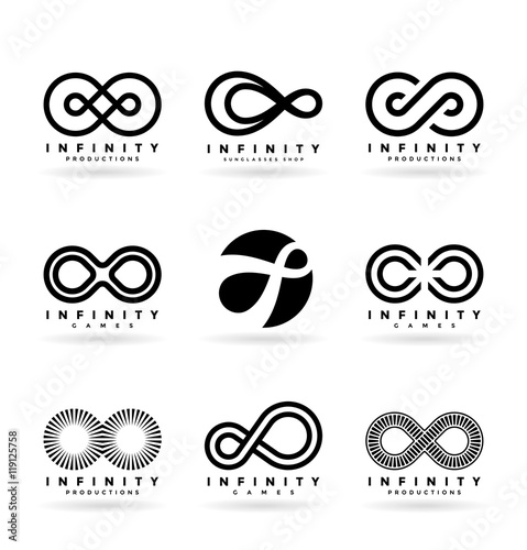 Set of various infinity symbols and logo design elements (4)