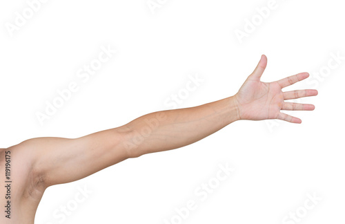 Man shoulder and arm isolated on white background, clipping path
